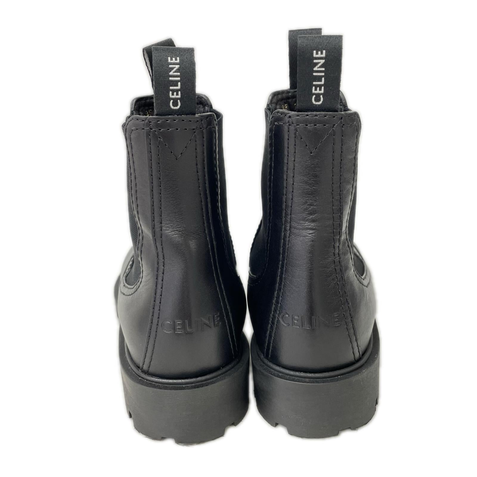 CELINE セリーヌ 【美品】25AW 344323579C.38NO CELINE マーガレット チェルシーブーツ / シャイニーブル シューズ