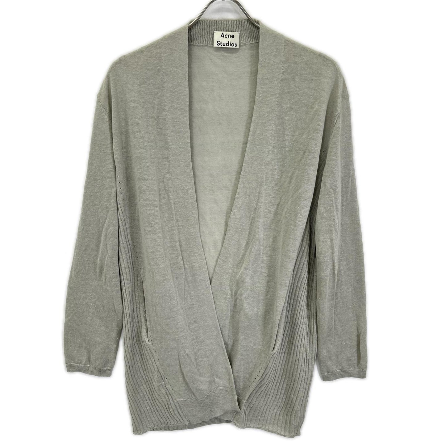ACNE STUDIOS アクネ ストゥディオズ 1577-343-2178 ライトグレー リネン100 ボタンレスロングニットカーディガン トップス