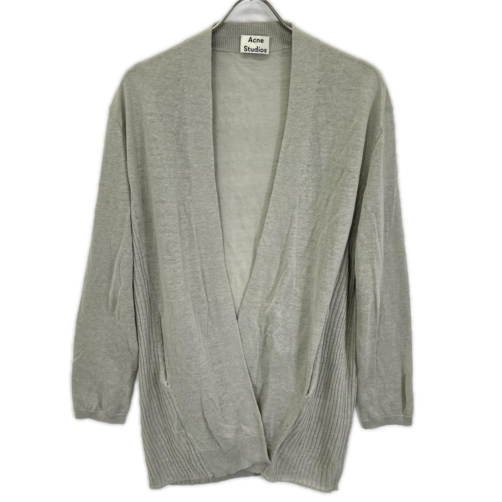 ACNE STUDIOS アクネ ストゥディオズ 1577-343-2178 ライトグレー リネン100 ボタンレスロングニットカーディガン トップス