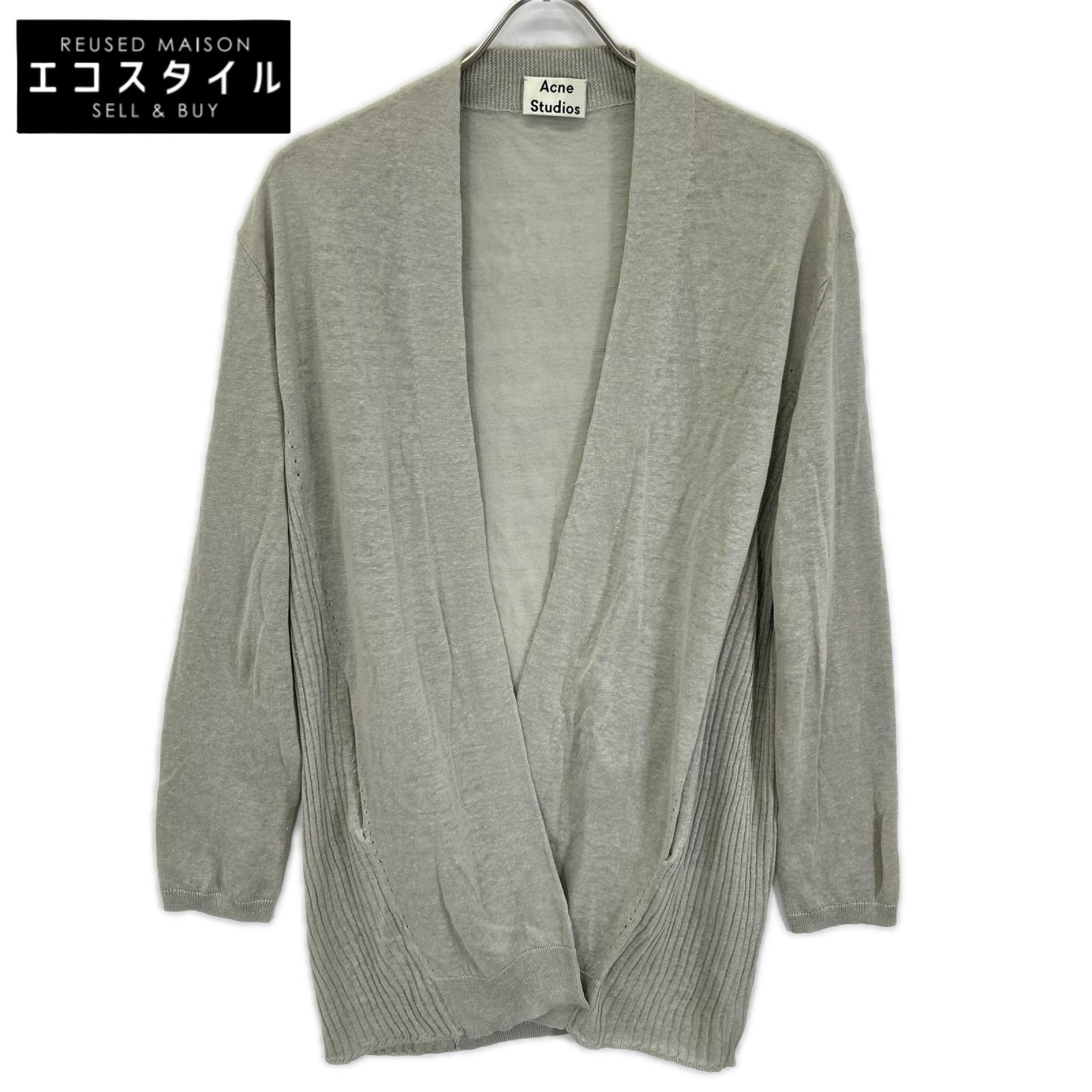 ACNE STUDIOS アクネ ストゥディオズ 1577-343-2178 ライトグレー リネン100 ボタンレスロングニットカーディガン トップス