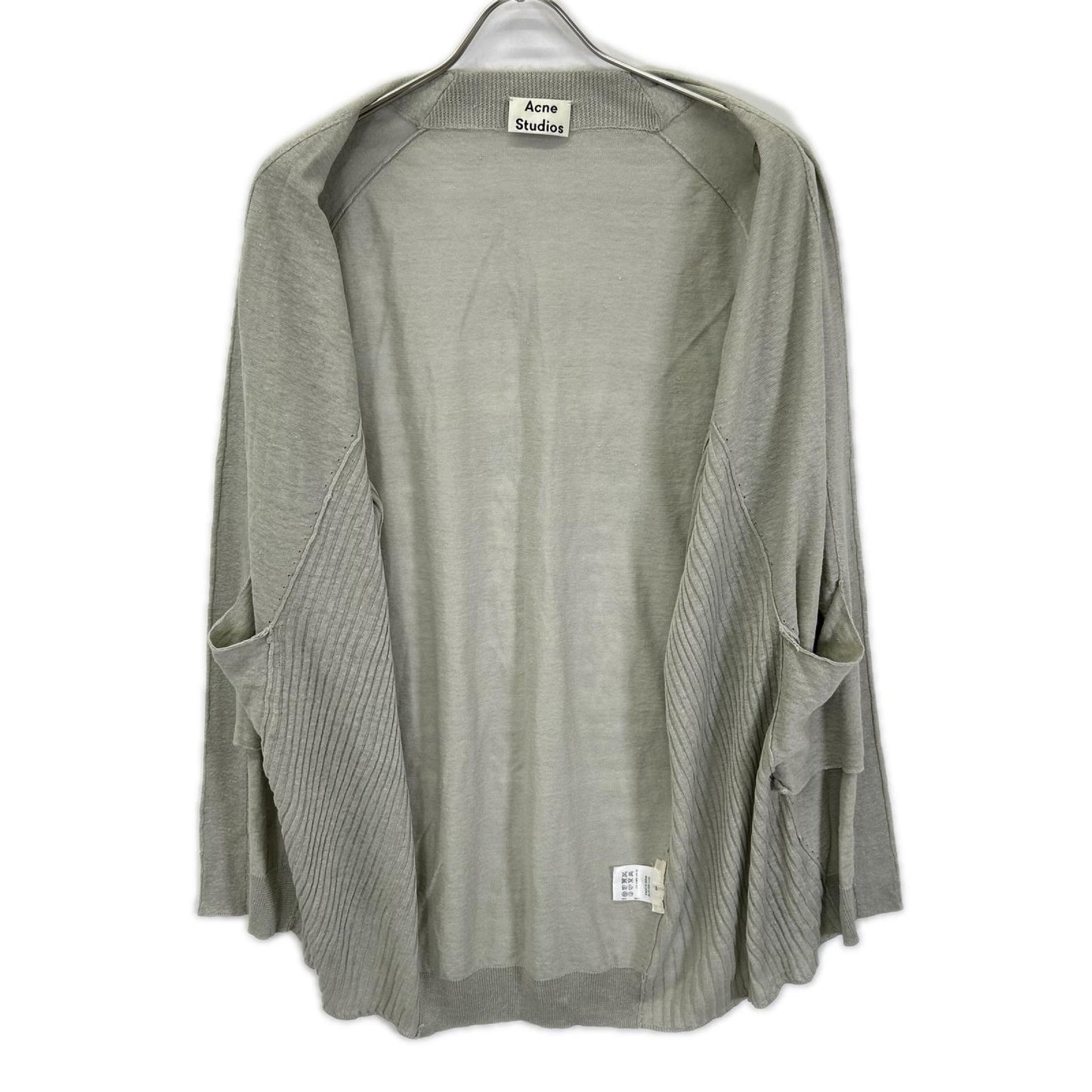 ACNE STUDIOS アクネ ストゥディオズ 1577-343-2178 ライトグレー リネン100 ボタンレスロングニットカーディガン トップス