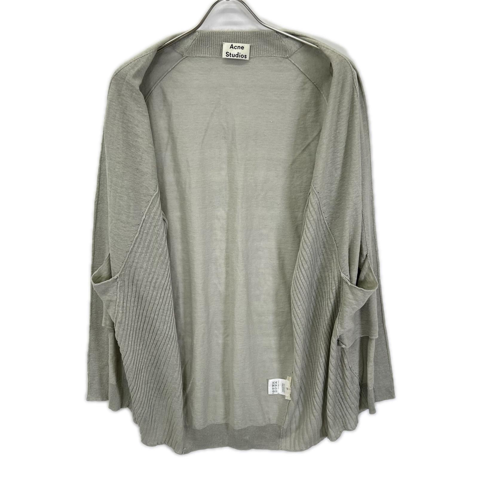 ACNE STUDIOS アクネ ストゥディオズ 1577-343-2178 ライトグレー リネン100 ボタンレスロングニットカーディガン トップス