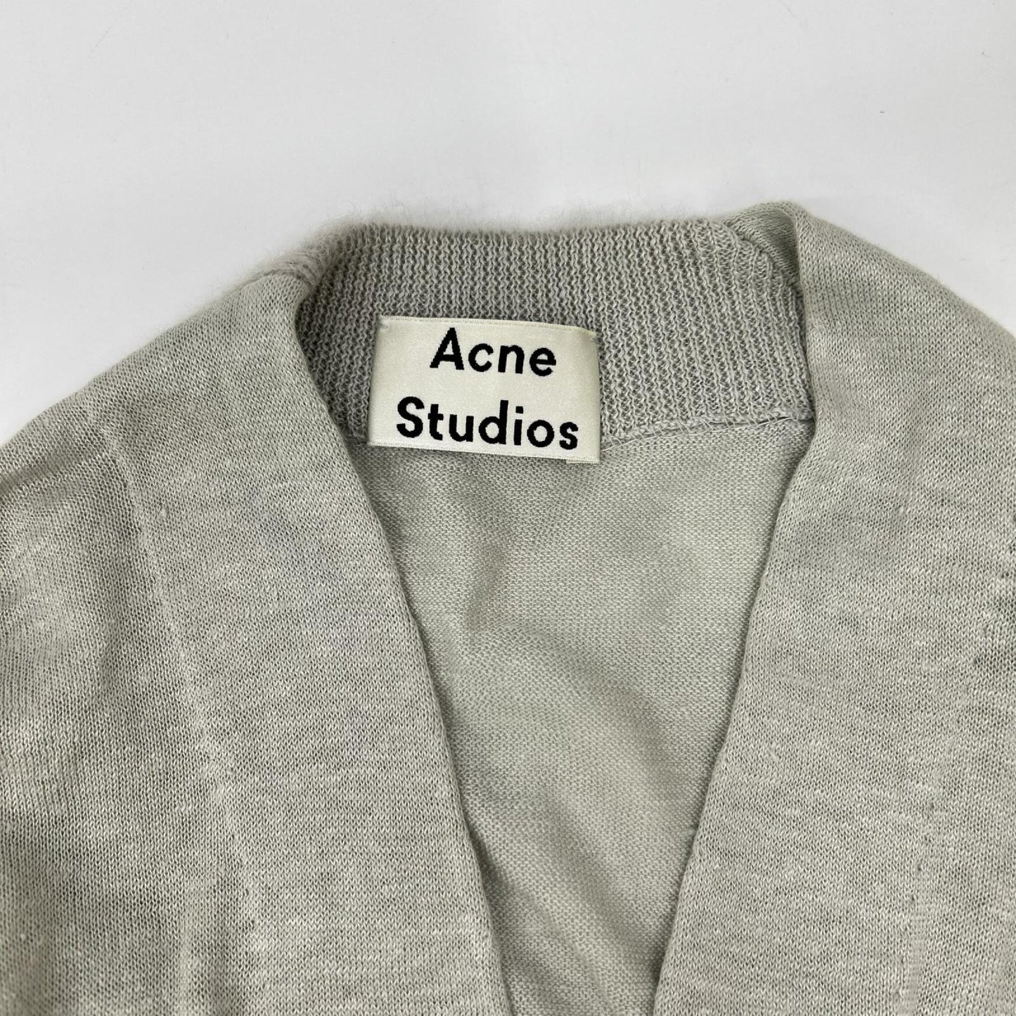 ACNE STUDIOS アクネ ストゥディオズ 1577-343-2178 ライトグレー リネン100 ボタンレスロングニットカーディガン トップス