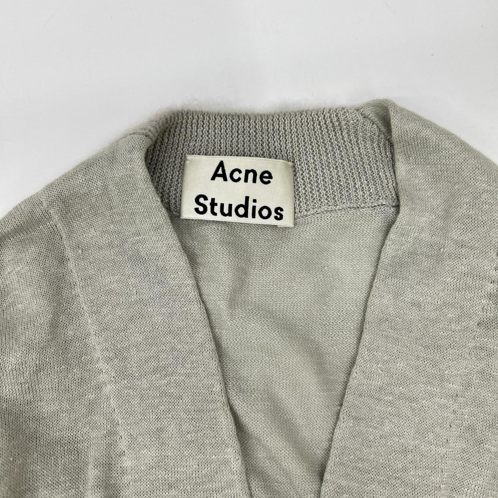 ACNE STUDIOS アクネ ストゥディオズ 1577-343-2178 ライトグレー リネン100 ボタンレスロングニットカーディガン トップス