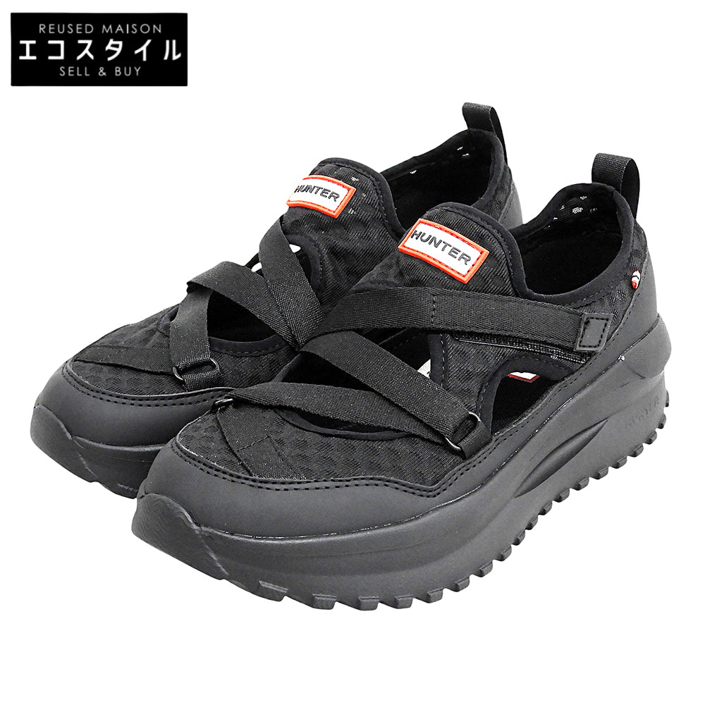 HUNTER ハンター 新品同様 TRAVEL FLOW MARY JANE TRAINER シューズ レディース ブラック 6 WFF3123MSH シューズ