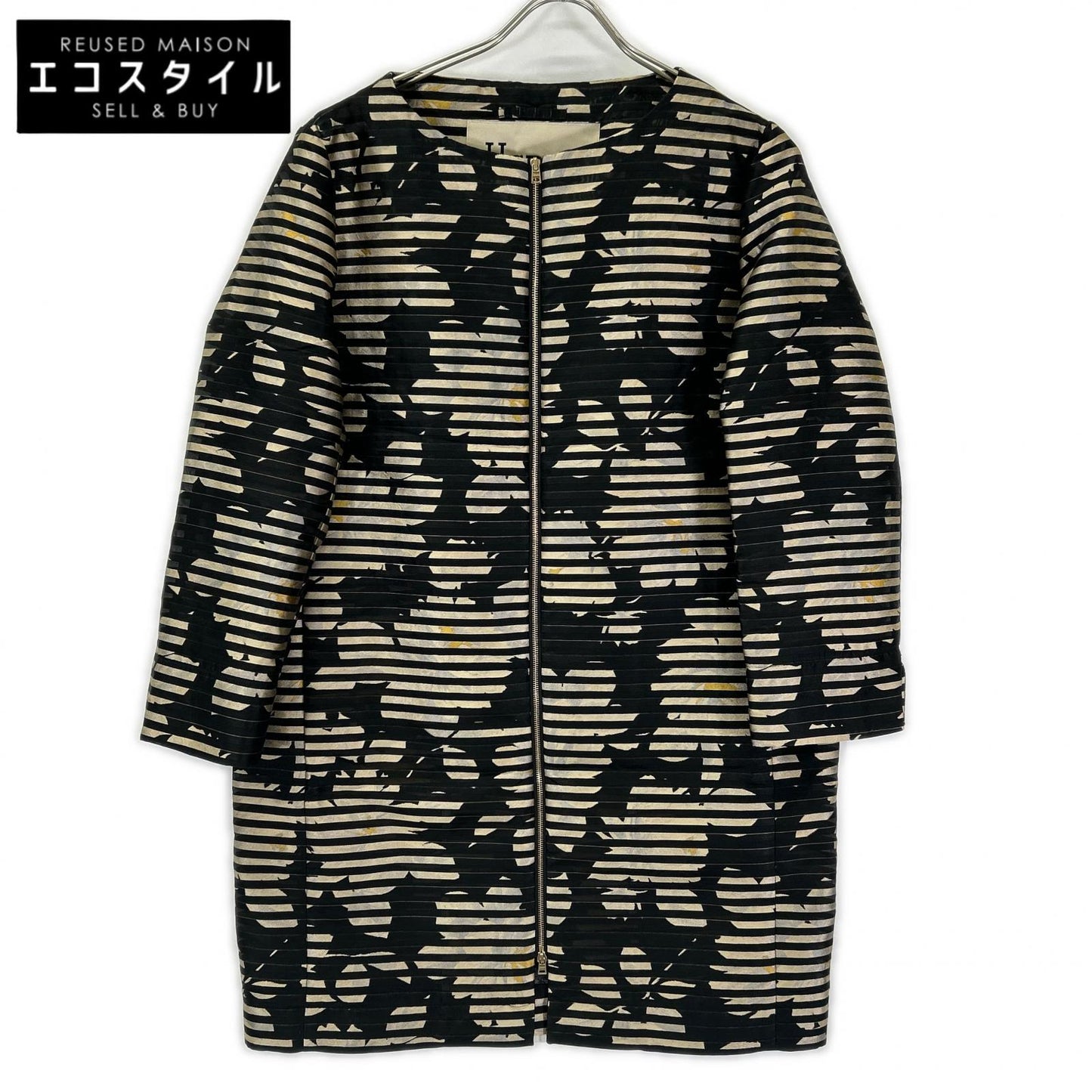 HERNO ヘルノ CA0299D 12228J ブラック フラワージャガード シアーノーカラーコート コート