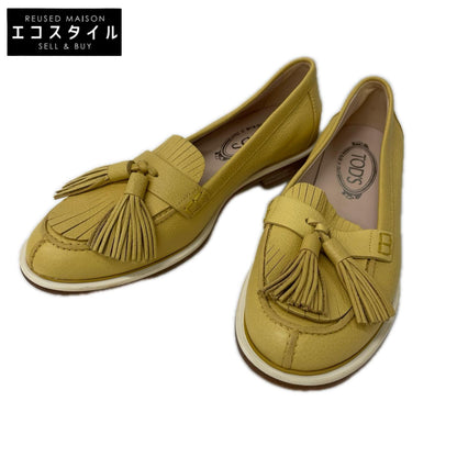 TOD'S トッズ イエロー レザー タッセルローファー シューズ