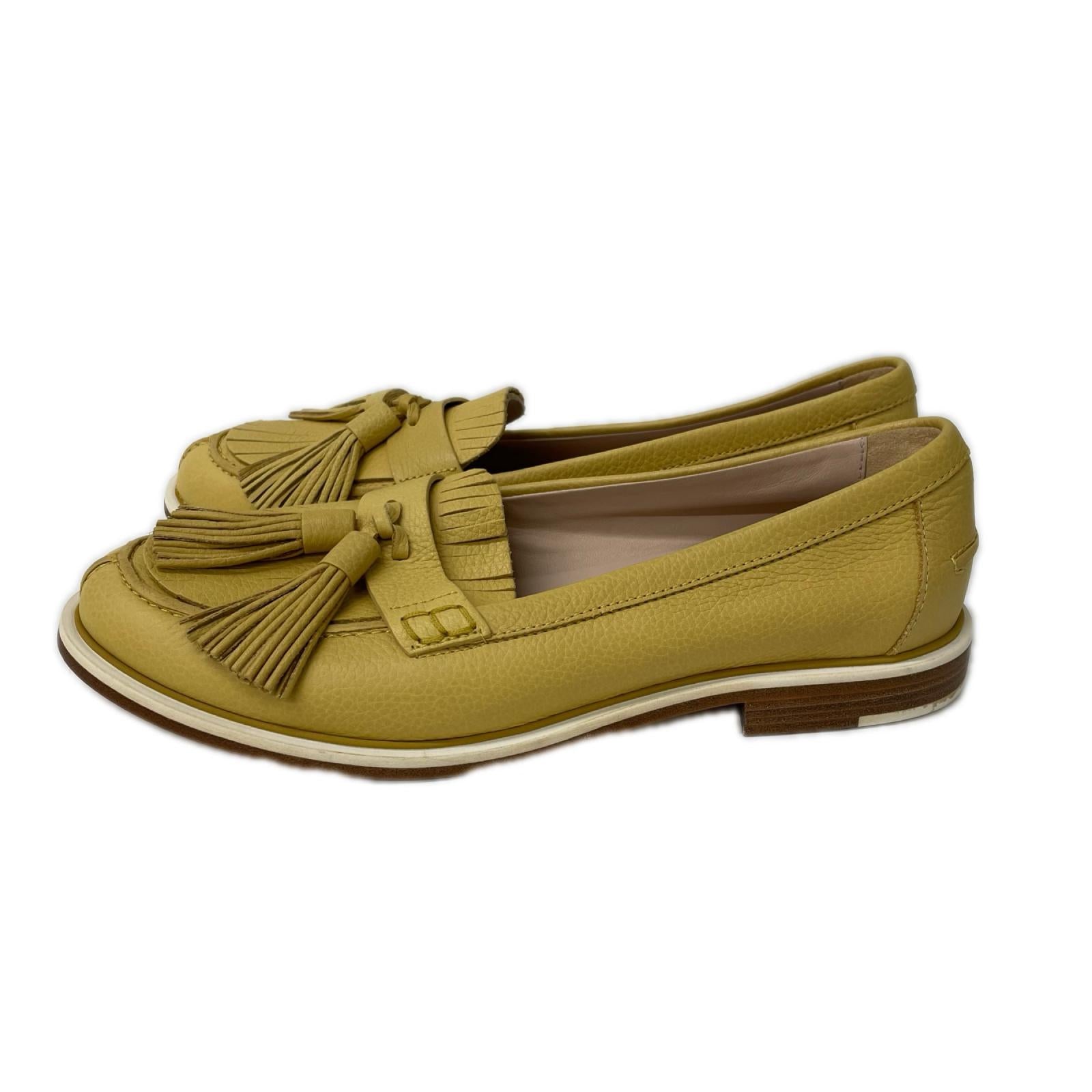 TOD'S トッズ イエロー レザー タッセルローファー シューズ