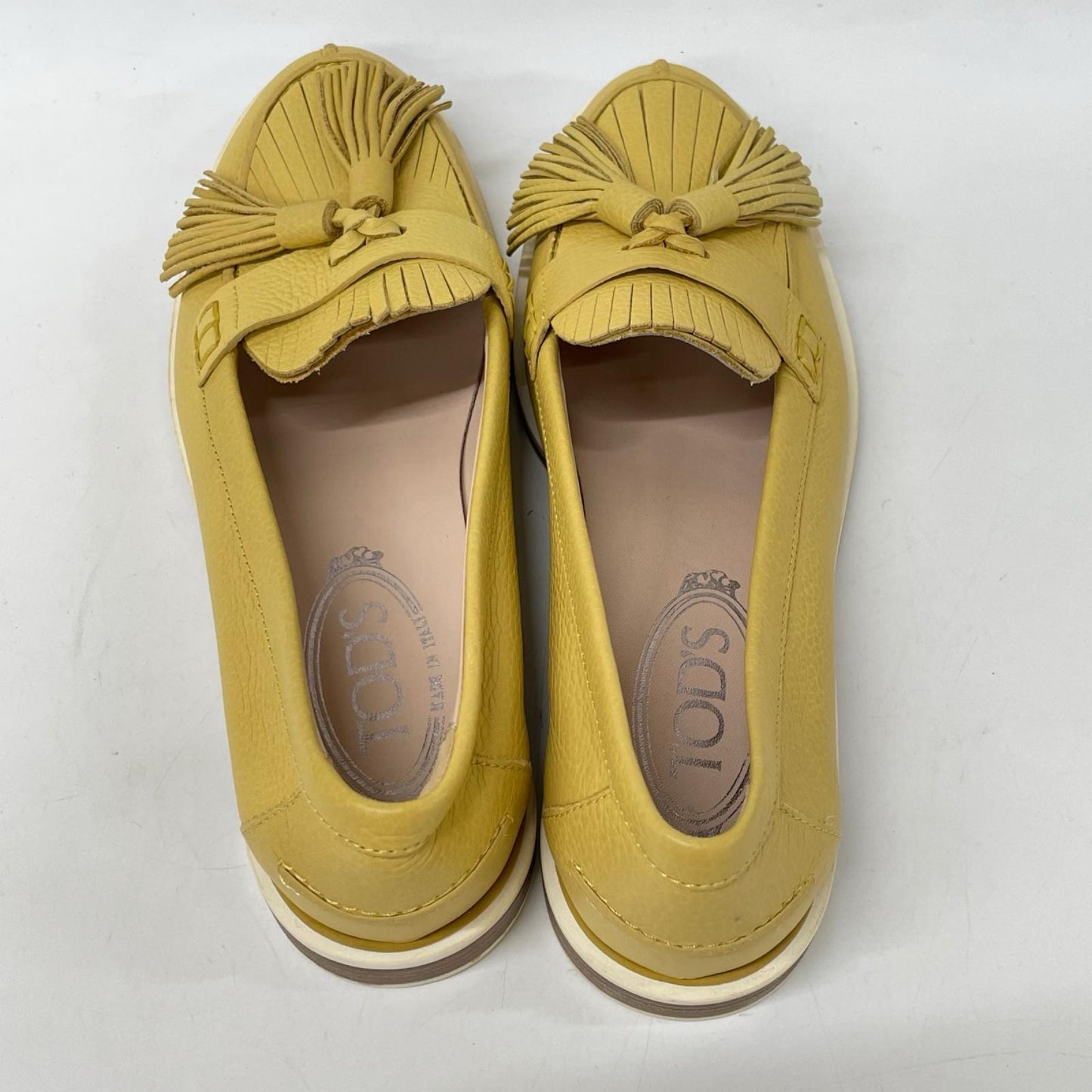 TOD'S トッズ イエロー レザー タッセルローファー シューズ
