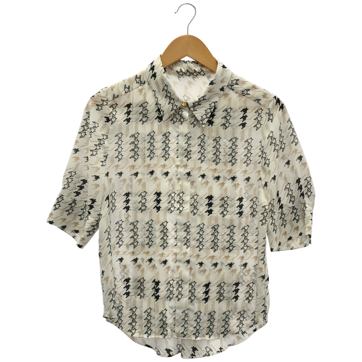 Grace Class グレースクラス 0223141223 ホワイト ポリエステル チドリプリントタックブラウス トップス