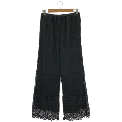 GRACE CONTINENTAL グレースコンチネンタル 0120112021 ブラック コットン混 スカラップレース ワイドストレートパンツ ボトムス