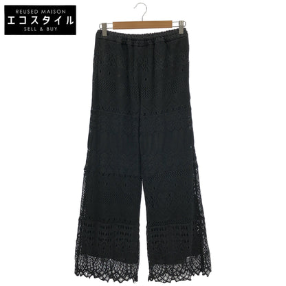 GRACE CONTINENTAL グレースコンチネンタル 0120112021 ブラック コットン混 スカラップレース ワイドストレートパンツ ボトムス
