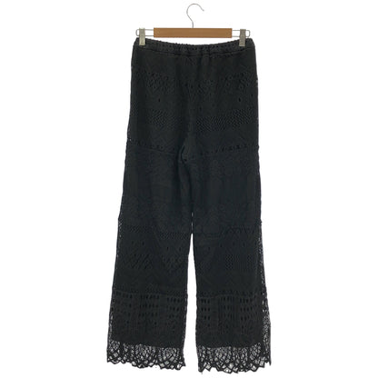 GRACE CONTINENTAL グレースコンチネンタル 0120112021 ブラック コットン混 スカラップレース ワイドストレートパンツ ボトムス