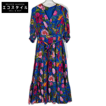 GRACE CONTINENTAL グレースコンチネンタル 0123131244 Blue Rayon Oriental Floral-Print Dress Dress