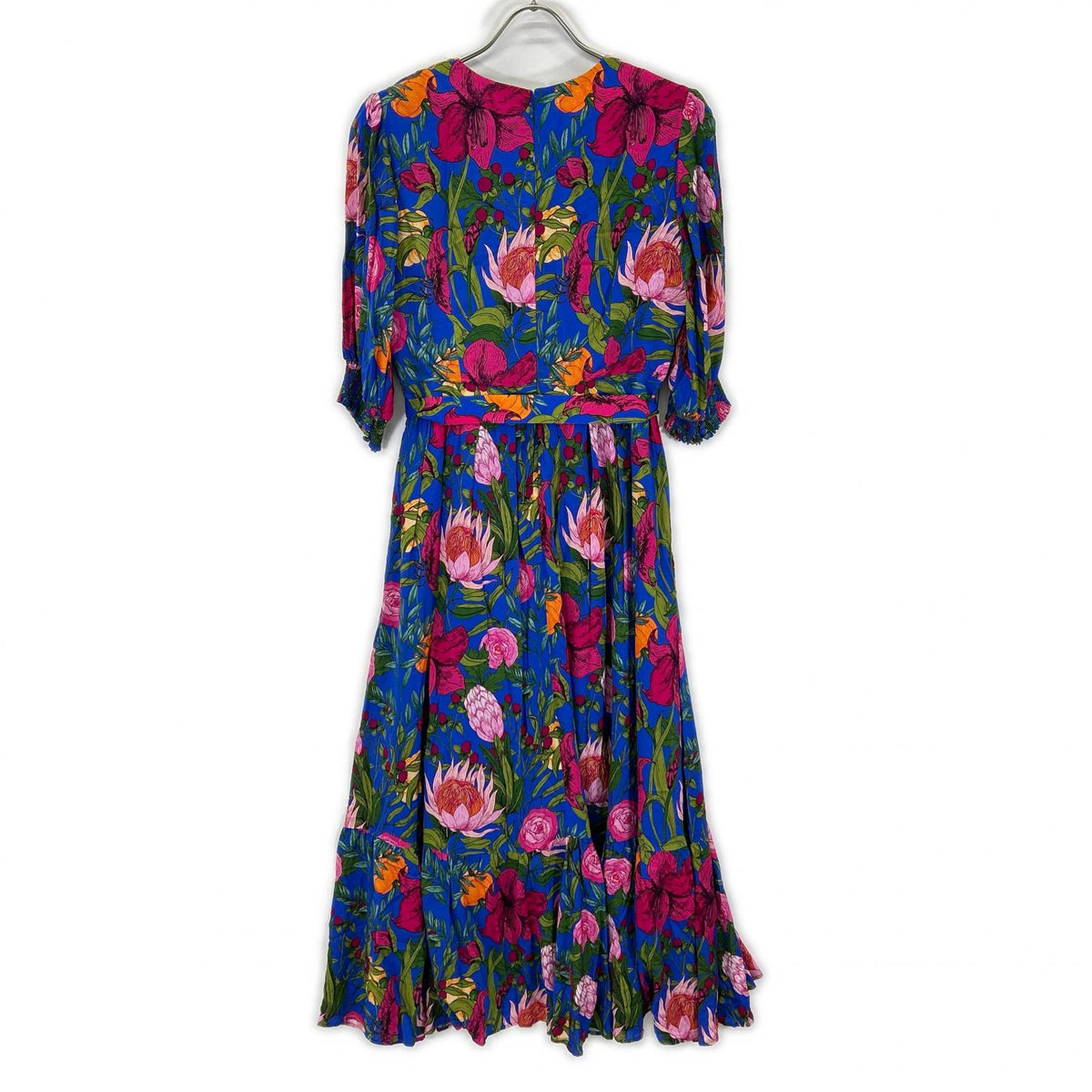 GRACE CONTINENTAL グレースコンチネンタル 0123131244 Blue Rayon Oriental Floral-Print Dress Dress