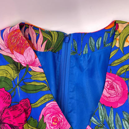 GRACE CONTINENTAL グレースコンチネンタル 0123131244 Blue Rayon Oriental Floral-Print Dress Dress