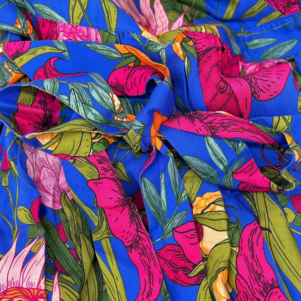 GRACE CONTINENTAL グレースコンチネンタル 0123131244 Blue Rayon Oriental Floral-Print Dress Dress