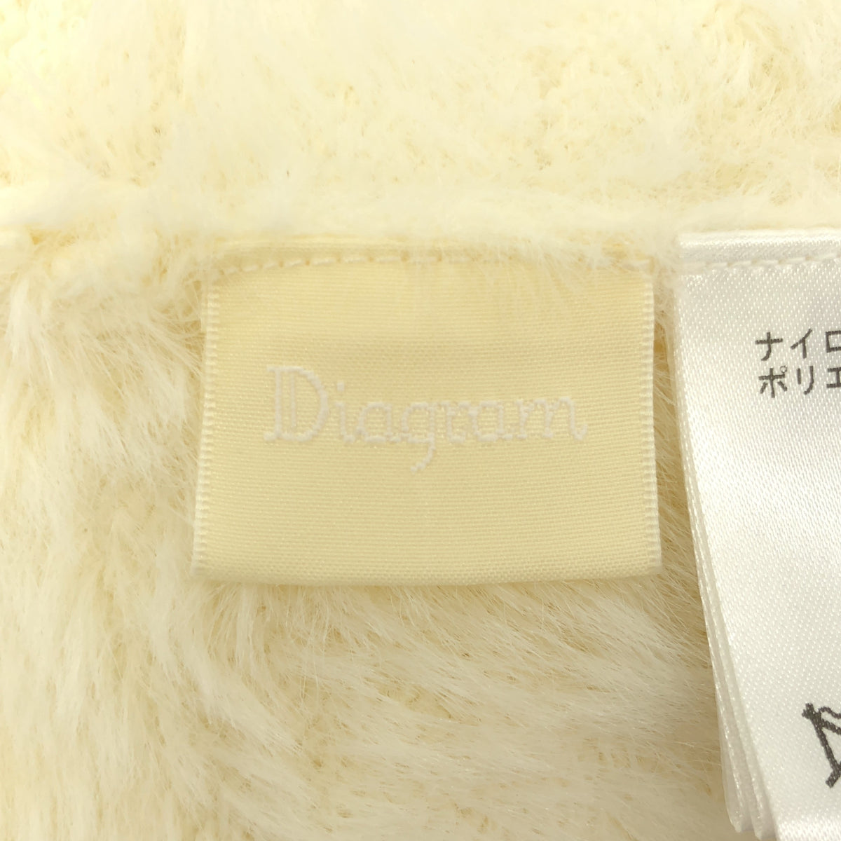 Diagram ダイアグラム 0324453094 ホワイト ナイロン混 フェザーzipニットカーディガン トップス