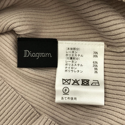 Diagram ダイアグラム 25AW 0325143339 ライトグレー レーヨン混 スクエアネック ボウタイリブニットトップ トップス