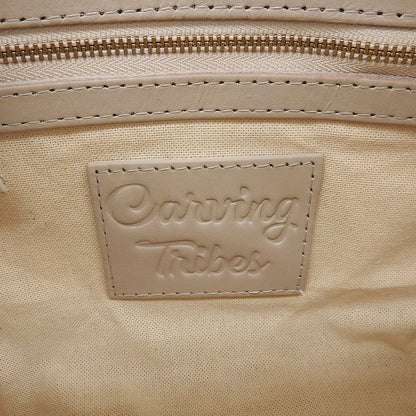 Carving Tribes カービングトライブス カーフレザー 草花模様 2WAYハンドバッグ レディース エクリュ×ゴールド ハンドバッグ