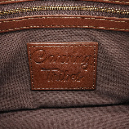 Carving Tribes カービングトライブス カーフレザー 草花模様 2WAY ハンドバッグ レディース ブラウン×ゴールド ハンドバッグ