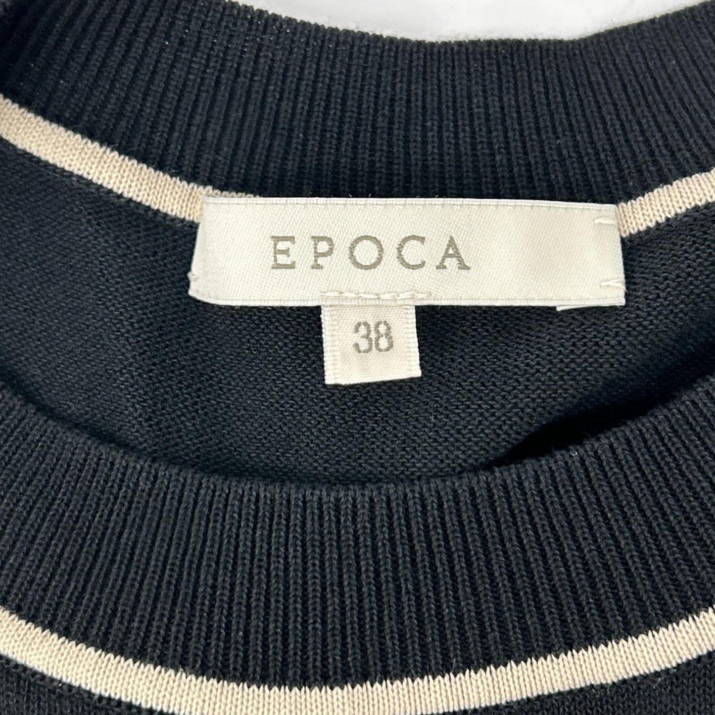 EPOCA エポカ M5J23-544-09 ブラック×ベージュ コットンナイロン ノースリーブ ボーダーニットワンピース ワンピース