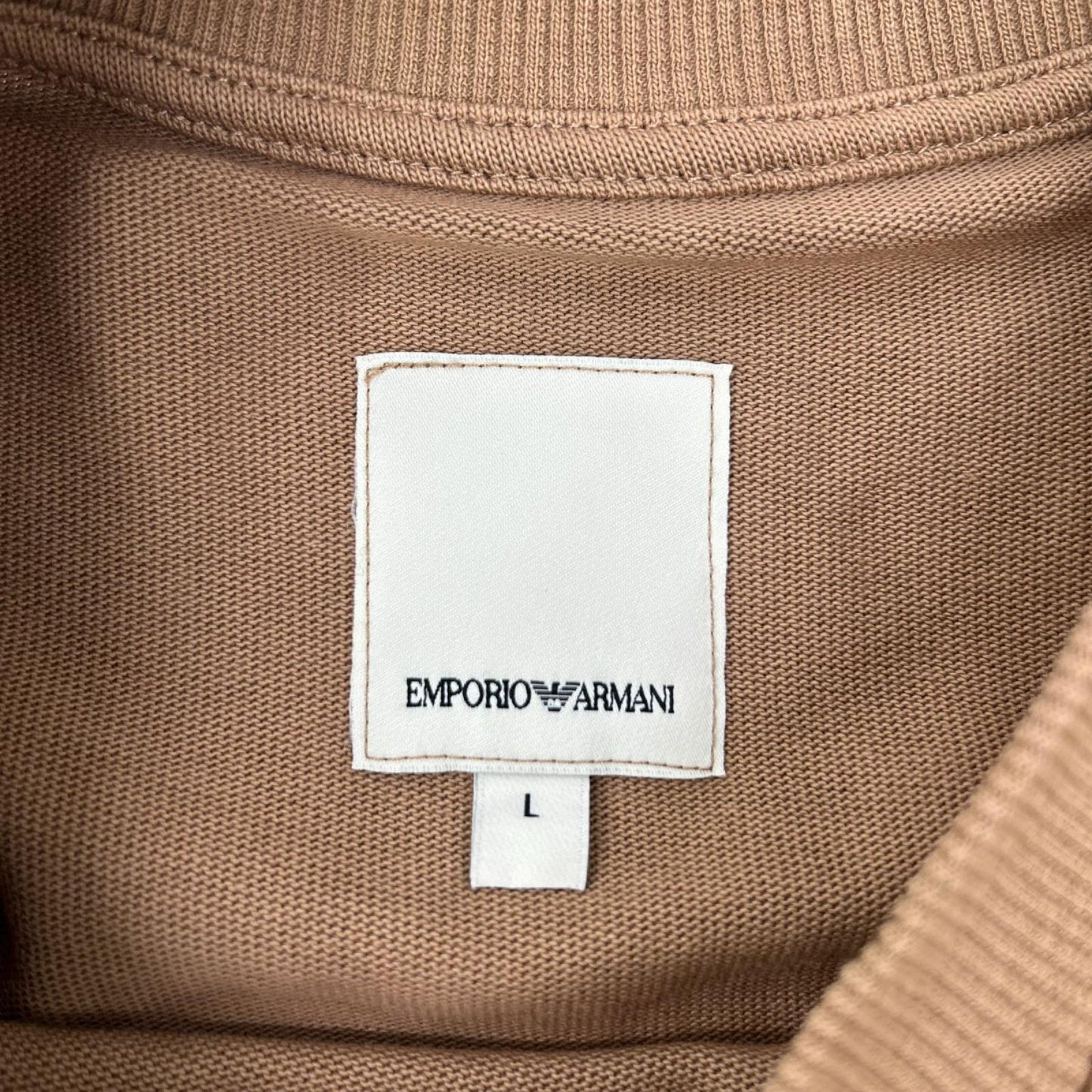 EMPORIOARMANI エンポリオアルマーニ ブラウン レオパード刺繍パッチ クルーネック S/Sカットソー トップス