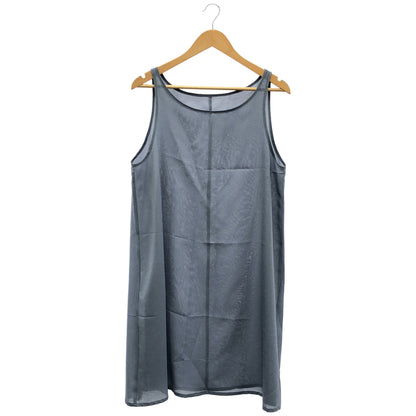 io comme io イオコムイオ 24SS ブルーグレー×モスグリーン リネン100 チェック ノースリーブワンピース トップス