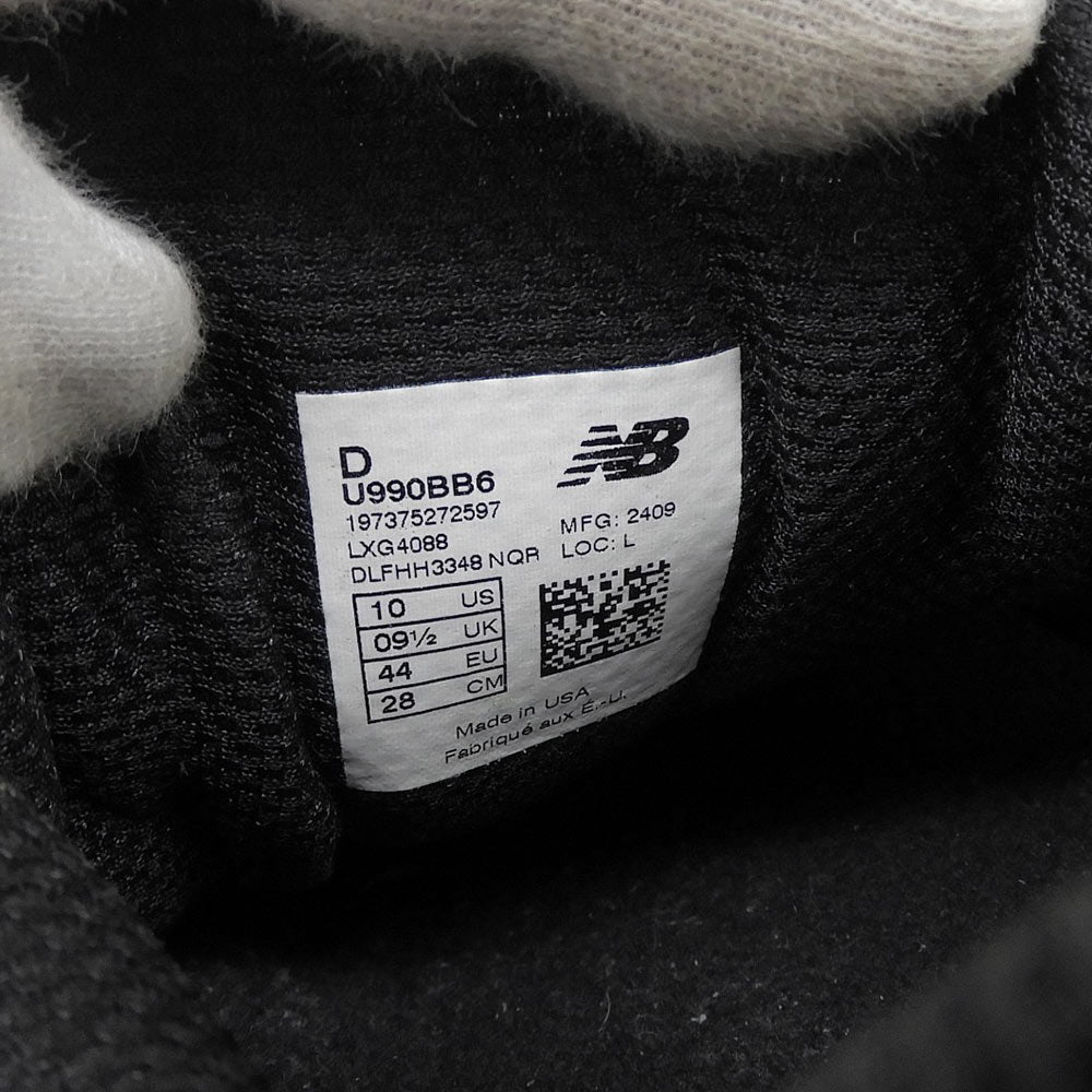 NEW BALANCE ニューバランス メッシュ×スエード 990v6 トリプルブラック ローカットスニーカー シューズ メンズ ブラック 28cm U990BB6 シューズ