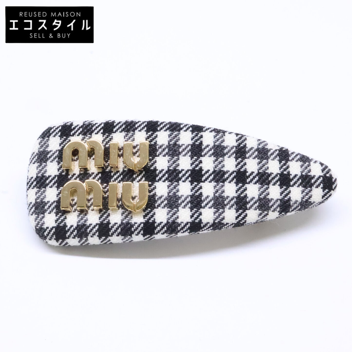 MIUMIU ミュウミュウ 【新品同様】5IF092 2F9H F0967 FERMAGLI ギンガムチェック ヘアクリップ バレッタ ヘアアクセサリー