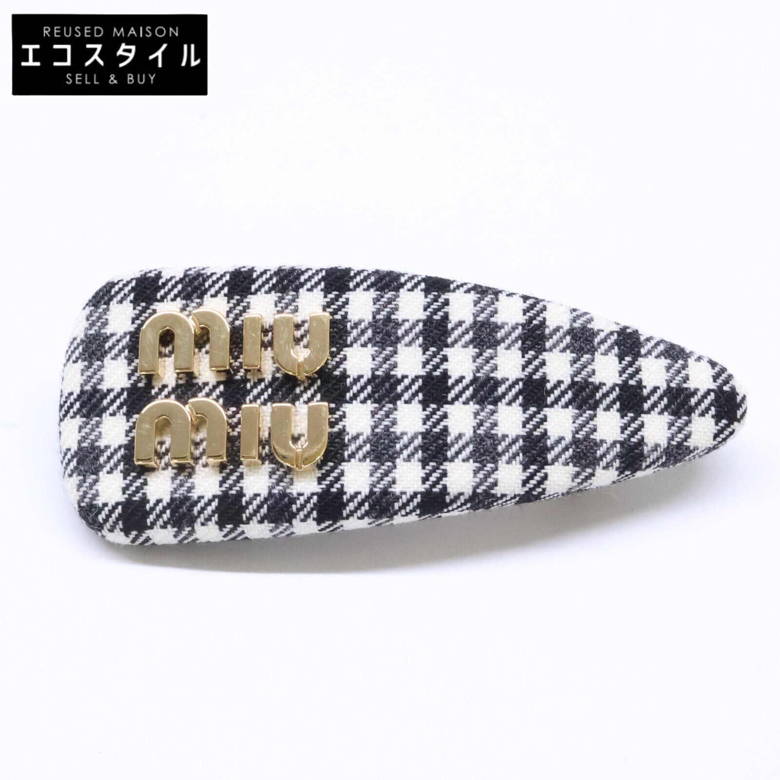 MIUMIU ミュウミュウ 【新品同様】5IF092 2F9H F0967 FERMAGLI ギンガムチェック ヘアクリップ バレッタ ヘアアクセサリー