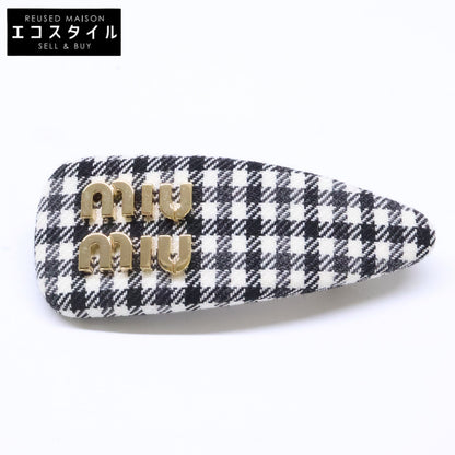 MIUMIU ミュウミュウ 【新品同様】5IF092 2F9H F0967 FERMAGLI ギンガムチェック ヘアクリップ バレッタ ヘアアクセサリー