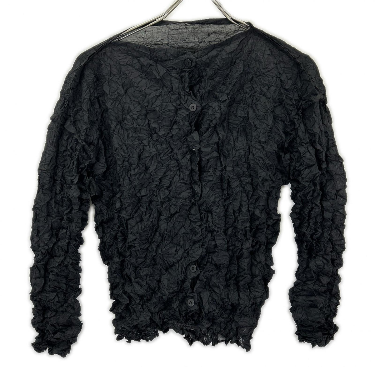 MeISSEYMIYAKE ミーイッセイミヤケ MI32FO402 ブラック MERINGUE TOP/メレンゲ トップ ボタン カーディガン トップス