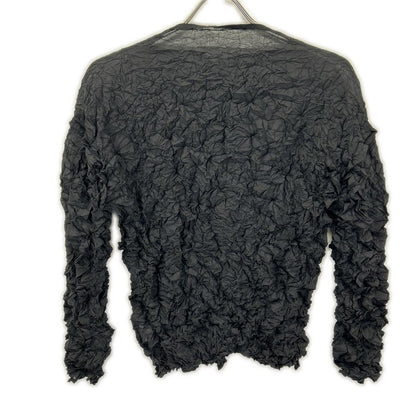 MeISSEYMIYAKE ミーイッセイミヤケ MI32FO402 ブラック MERINGUE TOP/メレンゲ トップ ボタン カーディガン トップス