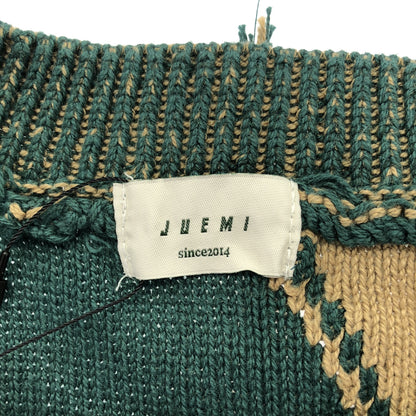 juemi ジュエミ グリーン×カーキ Fringe Bi-color Over Knit/フリンジニット トップス
