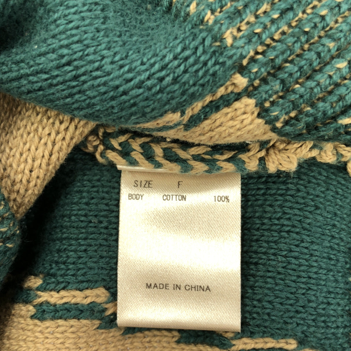 juemi ジュエミ グリーン×カーキ Fringe Bi-color Over Knit/フリンジニット トップス