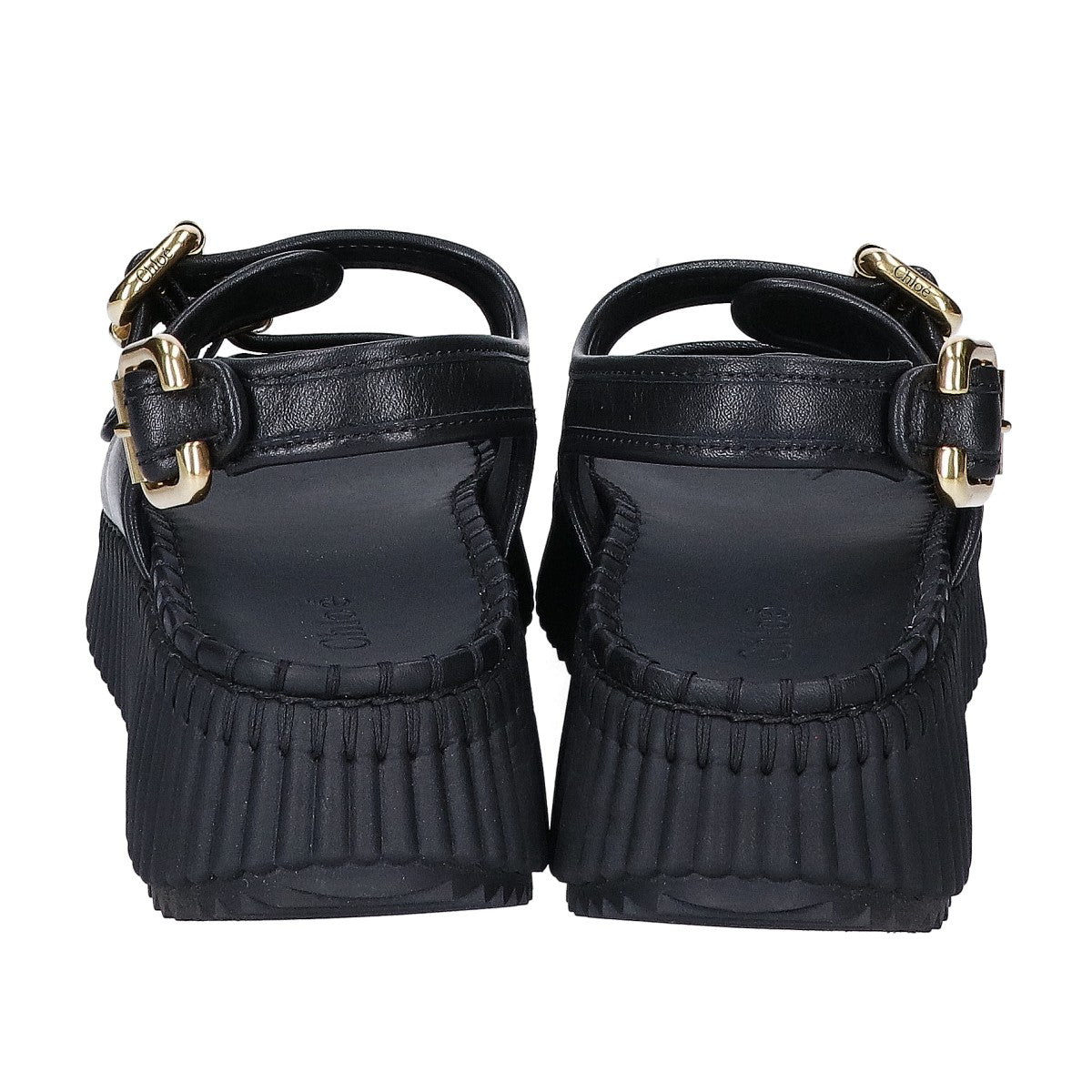 Chloe クロエ 【新品同様】CH26S17KSN Nama レザー ダブルストラップ プラットフォーム サンダル シューズ