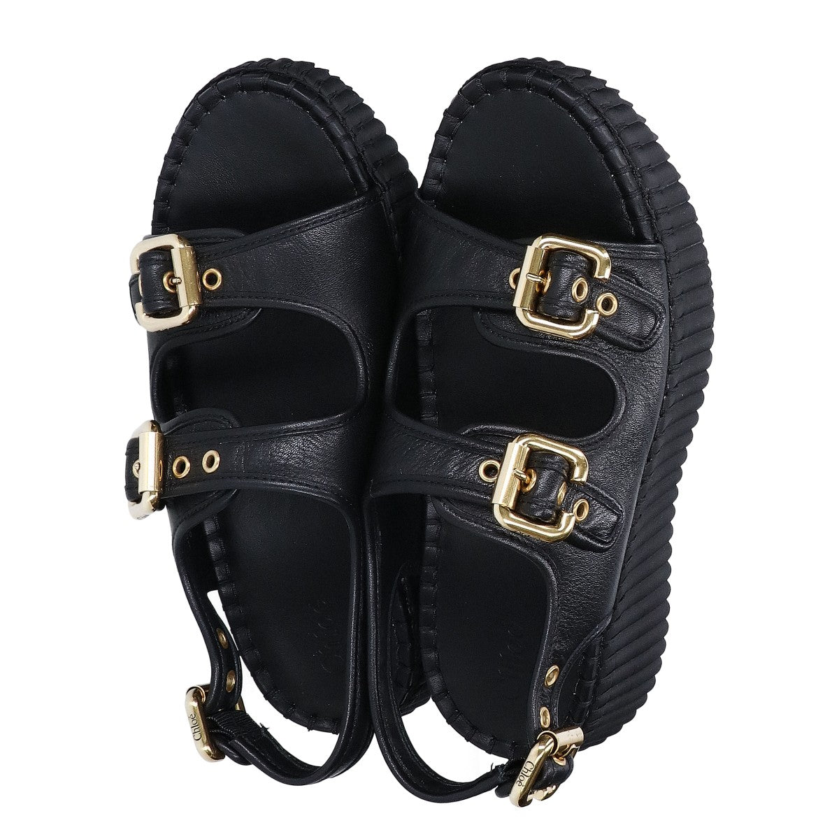 Chloe クロエ 【新品同様】CH26S17KSN Nama レザー ダブルストラップ プラットフォーム サンダル シューズ