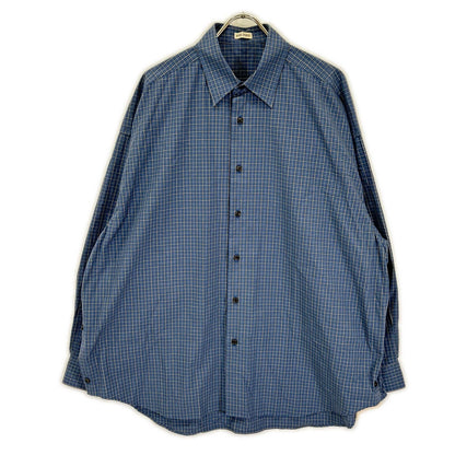 INSCRIRE アンスクリア I26SS-SH101A ブルー Cotton Check Cape Shirt チェックオーバーサイズ長袖シャツ トップス
