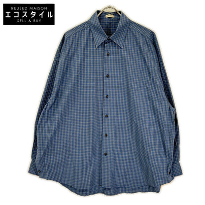INSCRIRE アンスクリア I26SS-SH101A ブルー Cotton Check Cape Shirt チェックオーバーサイズ長袖シャツ トップス