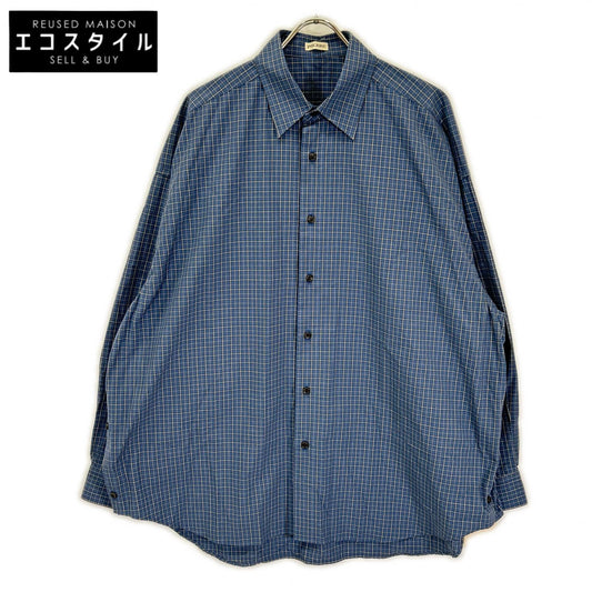 INSCRIRE アンスクリア I26SS-SH101A ブルー Cotton Check Cape Shirt チェックオーバーサイズ長袖シャツ トップス