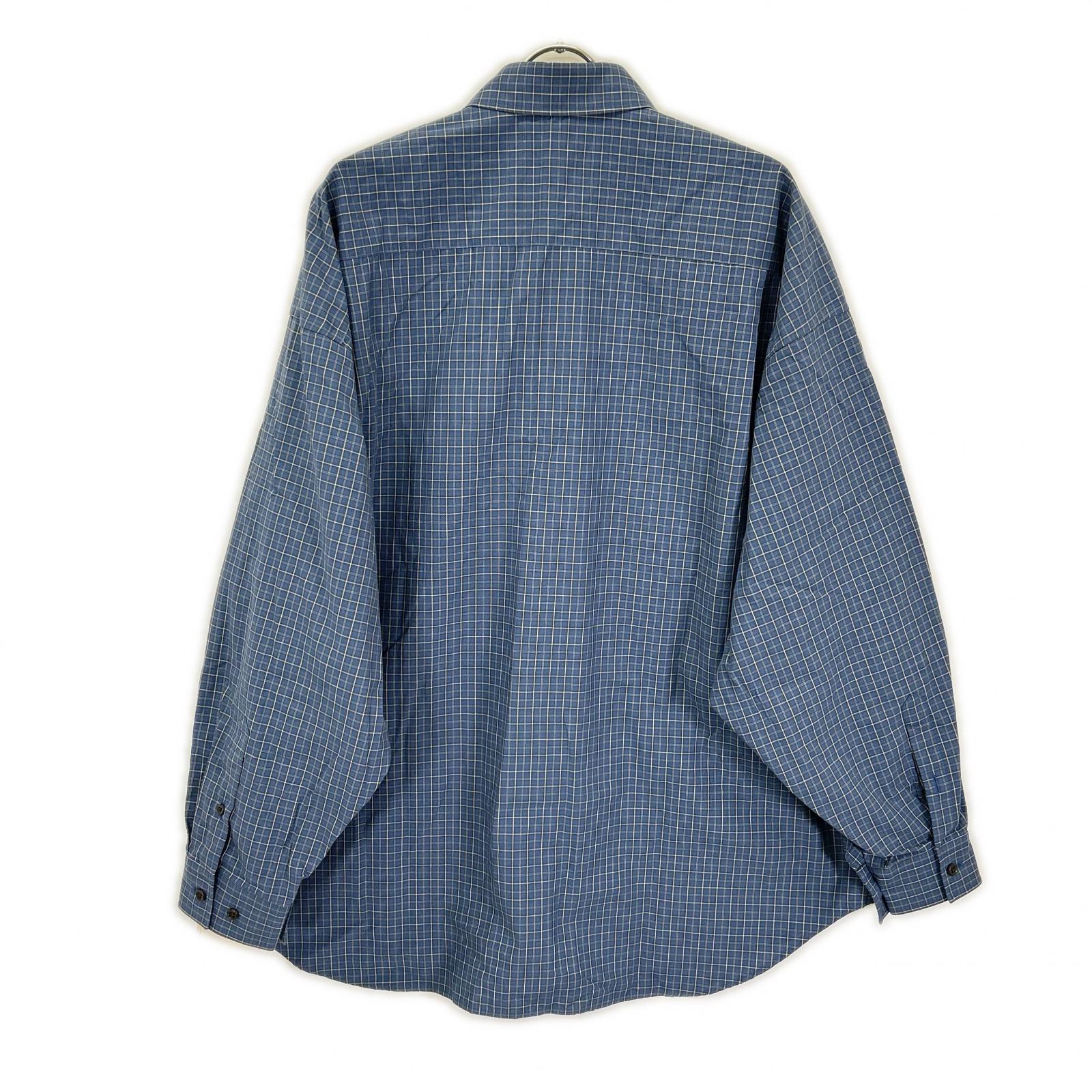 INSCRIRE アンスクリア I26SS-SH101A ブルー Cotton Check Cape Shirt チェックオーバーサイズ長袖シャツ トップス