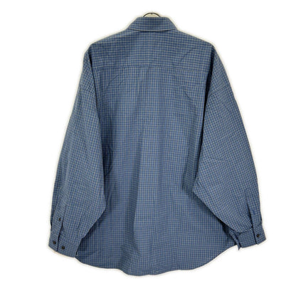 INSCRIRE アンスクリア I26SS-SH101A ブルー Cotton Check Cape Shirt チェックオーバーサイズ長袖シャツ トップス