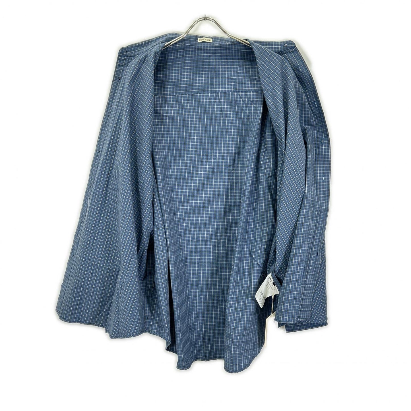 INSCRIRE アンスクリア I26SS-SH101A ブルー Cotton Check Cape Shirt チェックオーバーサイズ長袖シャツ トップス