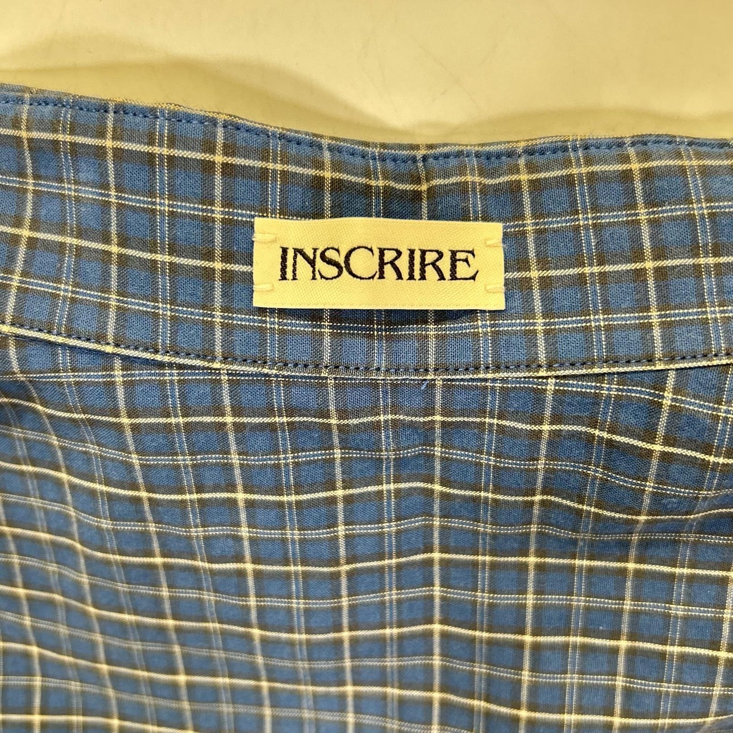 INSCRIRE アンスクリア I26SS-SH101A ブルー Cotton Check Cape Shirt チェックオーバーサイズ長袖シャツ トップス