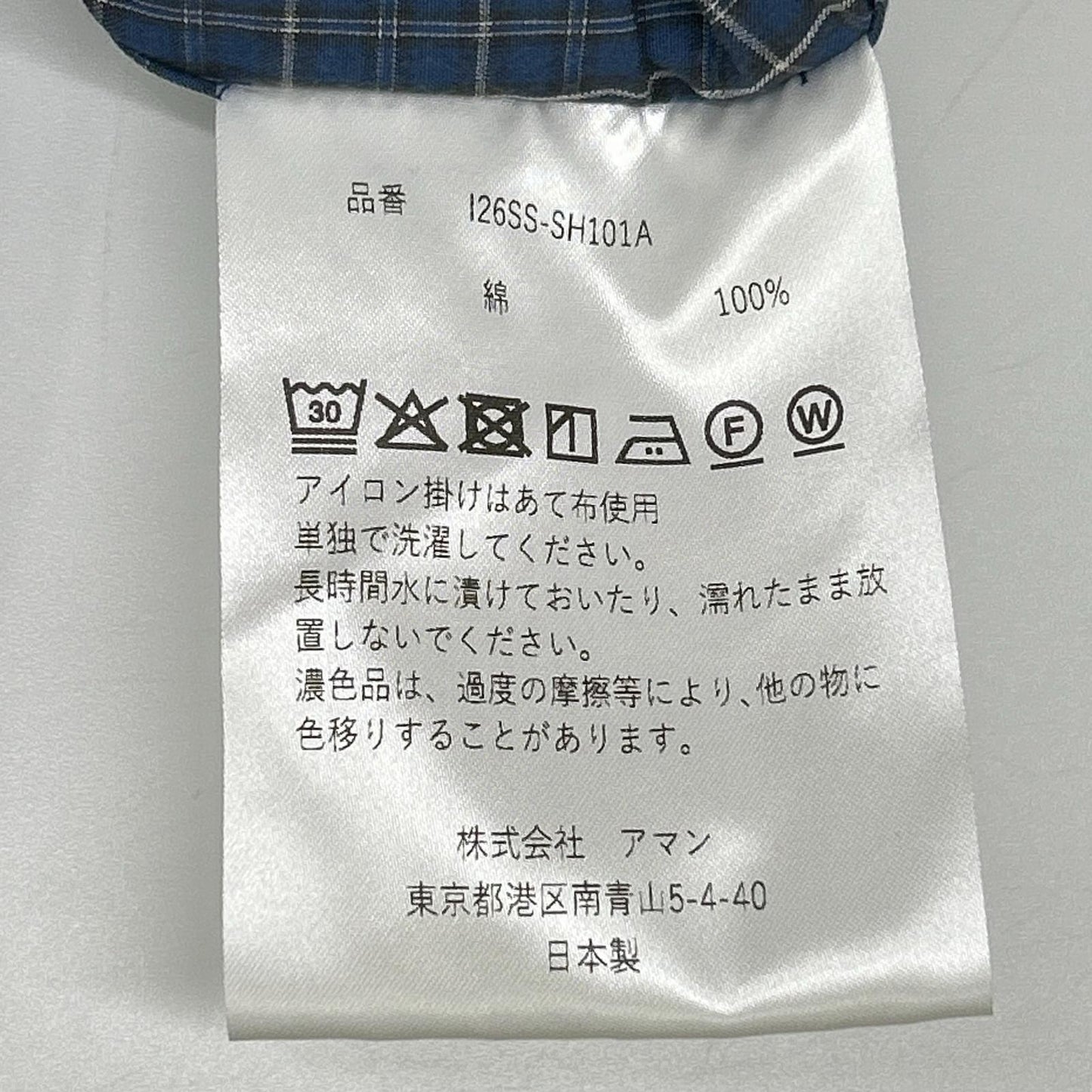 INSCRIRE アンスクリア I26SS-SH101A ブルー Cotton Check Cape Shirt チェックオーバーサイズ長袖シャツ トップス