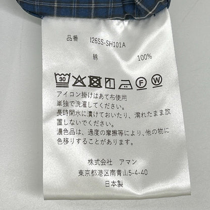 INSCRIRE アンスクリア I26SS-SH101A ブルー Cotton Check Cape Shirt チェックオーバーサイズ長袖シャツ トップス