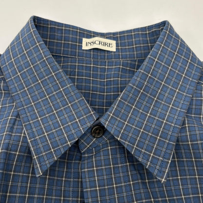 INSCRIRE アンスクリア I26SS-SH101A ブルー Cotton Check Cape Shirt チェックオーバーサイズ長袖シャツ トップス