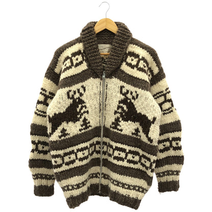 COWICHAN INDIAN コウチンインディアン 012844 ブラウン ハンドニット トナカイ柄 ジップアップジャケット トップス