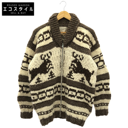 COWICHAN INDIAN コウチンインディアン 012844 ブラウン ハンドニット トナカイ柄 ジップアップジャケット トップス
